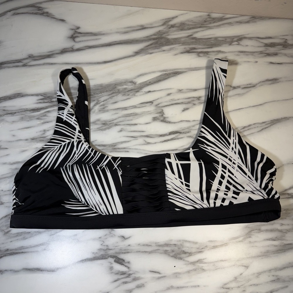 Athleta Adriata Bikini‎ Top Swim Surf Tropical Square Neck Bathing Suit SZ L